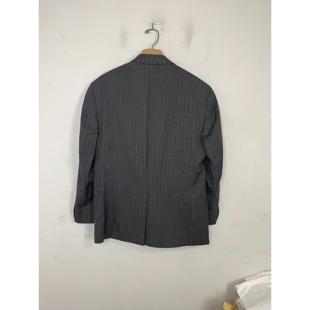 Chaps Mens 100% Wool Pinstripe 2 Piece Suit‎ Charcoal Grey 40S 33W x 30L
